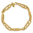 14K Polished and Textured Fancy Link Bracelet