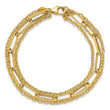 14K Polished 3-strand Fancy Link Bracelet