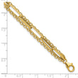 14K Polished 3-strand Fancy Link Bracelet