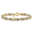 14K Two-tone Polished and Textured Fancy Link Bracelet