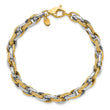 14K Two-tone Polished and Textured Fancy Link Bracelet