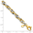 14K Two-tone Polished and Textured Fancy Link Bracelet