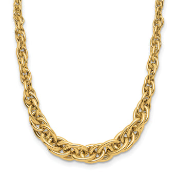 14K Polished Graduated Fancy Link Necklace