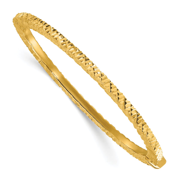 14K Polished and Diamond-cut Bangle