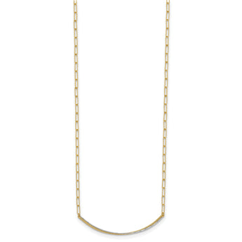 14K w/Rhodium Polished and Diamond-cut Bar Necklace