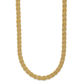 14K Polished/Textured and Diamond-cut Necklace