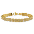 14K Polished/Textured and Diamond-cut Bracelet