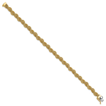 14K Polished/Textured and Diamond-cut Twisted  Bracelet