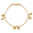 14K Polished and Diamond-cut Heart Charm Bracelet