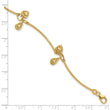 14K Polished and Diamond-cut Heart Charm Bracelet