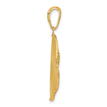 14K Two-tone Polished and Satin Teardrop Pendant
