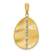 14K Two-tone Polished and Satin Teardrop Pendant