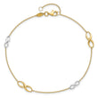 14K Two-tone Polished  w/1in ext. Anklet