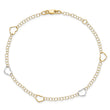 14K Two-tone Polished Heart with 1in ext. Anklet