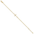 14K Polished CZ Cross 1in ext. Bracelet
