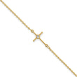 14K Polished CZ Cross 1in ext. Bracelet