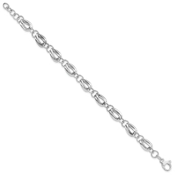 14K White Gold Polished Fancy Link w/ .5 inch ext Bracelet