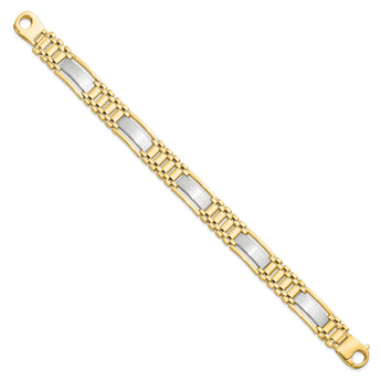 14K Two-tone Polished and Satin Men's Bracelet