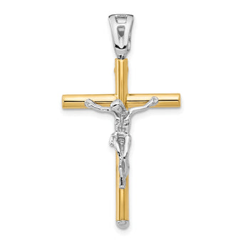14K Two-tone Polished Crucifix Pendant