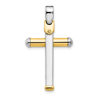 14K Two-tone Polished Cross Pendant