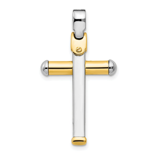 14K Two-tone Polished Cross Pendant