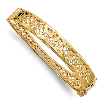 14K Polished Hollow Fancy Bangle
