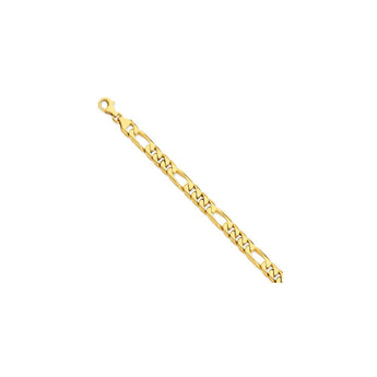 14K Yellow Gold Figaro Necklace with Hand-Polished Solid Links - 24