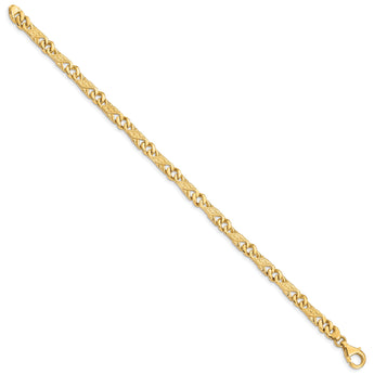 14K 7 inch 5.5mm Hand Polished Fancy Link with Fancy Lobster Clasp Bracelet