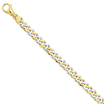 14K Two-Tone Gold Fancy Link Necklace Hand-Polished Elegant 18 - 18