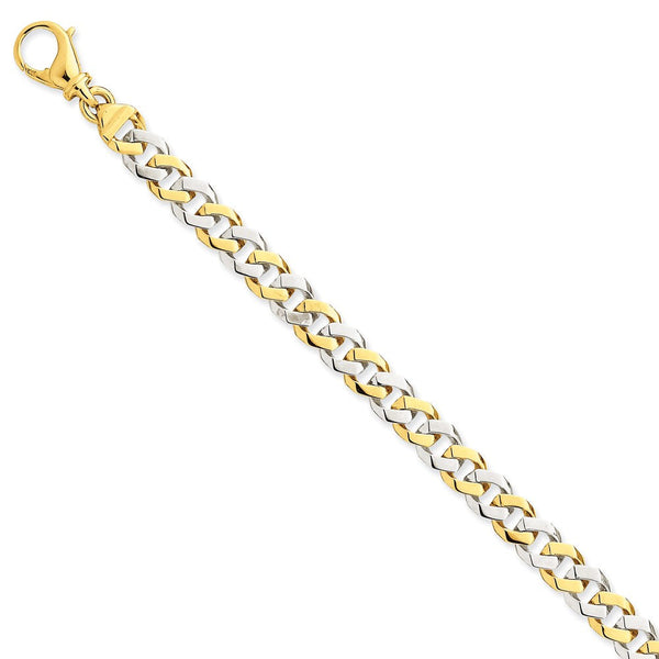 14K Two-Tone Gold Fancy Link Necklace Hand-Polished Elegant 18 - 18