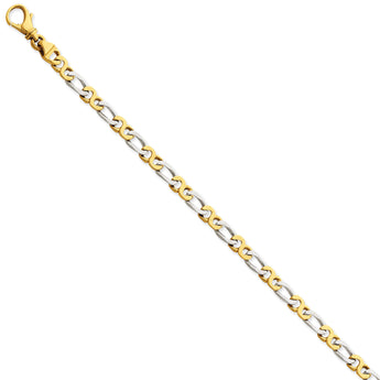 14K Two-Tone Gold Fancy Link Bracelet with Polished Finish - 7