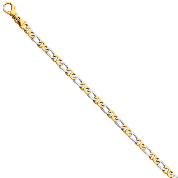 14K Two-Tone Gold Fancy Link Bracelet with Polished Finish - 7