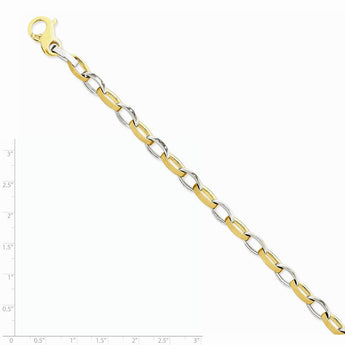 Sophia Jewelers 14K Two-Tone Gold Necklace with Polished Satin Fancy Link - 20