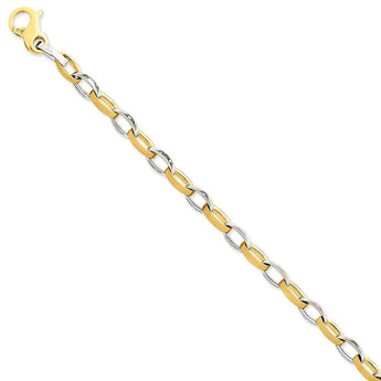 Sophia Jewelers 14K Two-Tone Gold Necklace with Polished Satin Fancy Link - 22