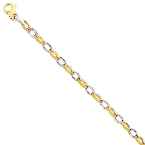 Sophia Jewelers 14K Two-Tone Gold Necklace with Polished Satin Fancy Link - 22