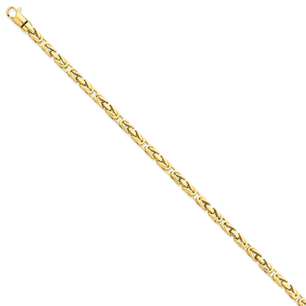 14K Gold Byzantine Bracelet with Hand-Polished Solid Links - 8.5
