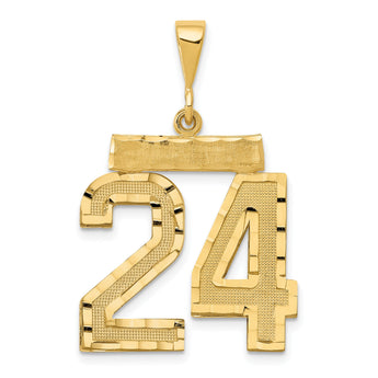 14k Large Brushed  Diamond-cut Number 24 Charm
