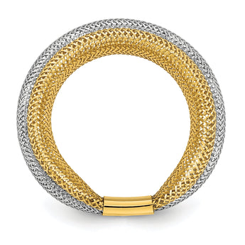14k Two-tone Polished/Textured Stretch Ring