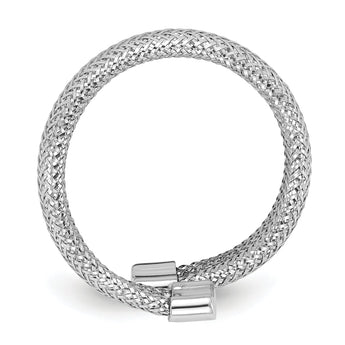 14K White Gold Mesh Bypass Stretch Ring