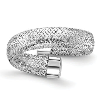 14K White Gold Mesh Bypass Stretch Ring