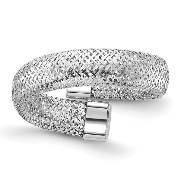14K White Gold Mesh Bypass Stretch Ring