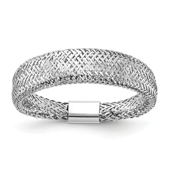 14K White Gold Mesh Tapered Stretch Ring