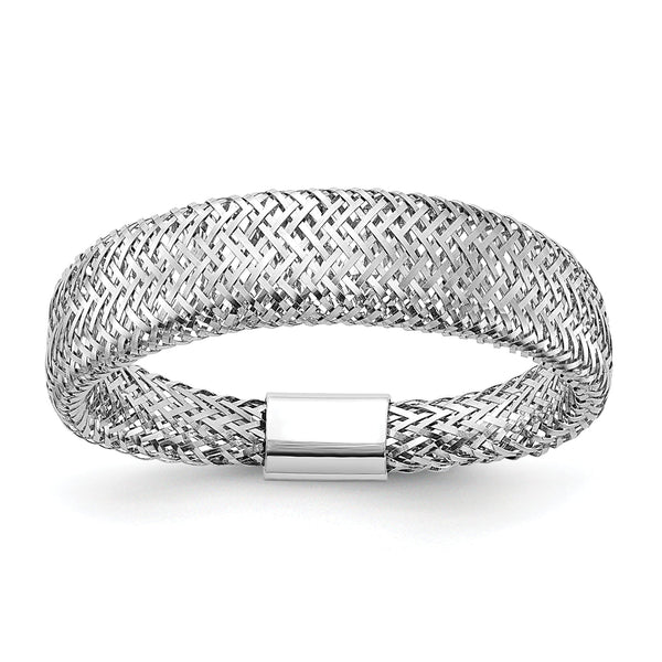 14K White Gold Mesh Tapered Stretch Ring
