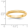 14k Yellow Gold 3mm Milgrain Half Round Wedding Band Size 4