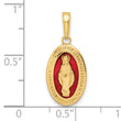 14k Red Enameled Miraculous Medal Pendant