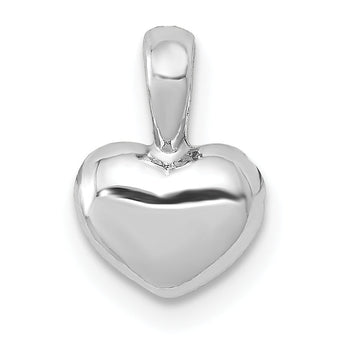 14K White Gold Polished Domed Heart Charm