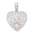 14k White Gold w/Rose Gold Flower NANA Heart Pendant