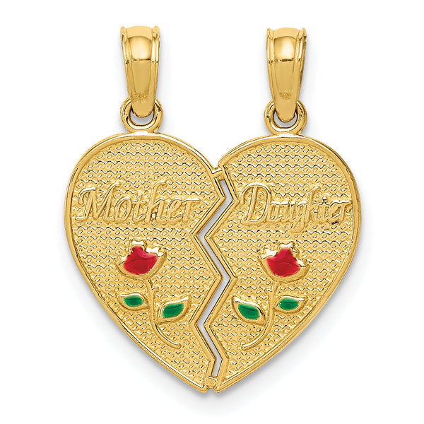 14k Enameled MOTHER - DAUGHTER Break-apart Pendant