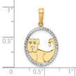 14k and White Rhodium Diamond-cut Dog in Oval Pendant