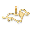 14k and White Rhodium Diamond-cut Dachshund Pendant